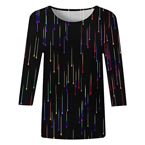 Summer Outfits for Women Casual Fashion Printing Crew Neck Three Quarter Sleeve V80139
