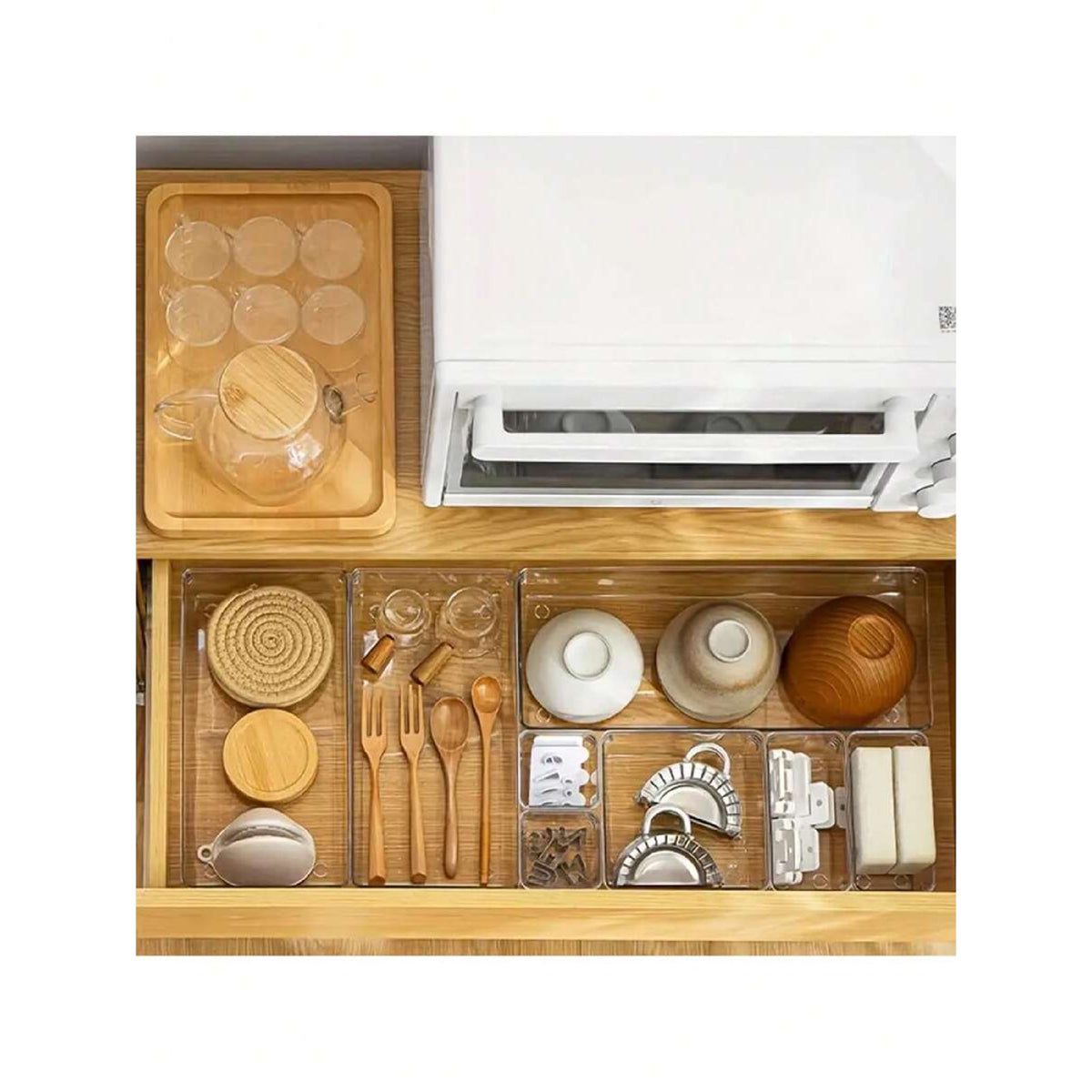 Clear Plastic Drawer Organizers Set, 4-Size Trays U5154