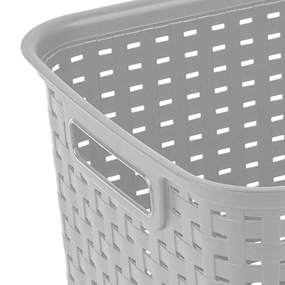 Tall Wicker Weave Plastic Laundry Hamper, 6 Pack T522