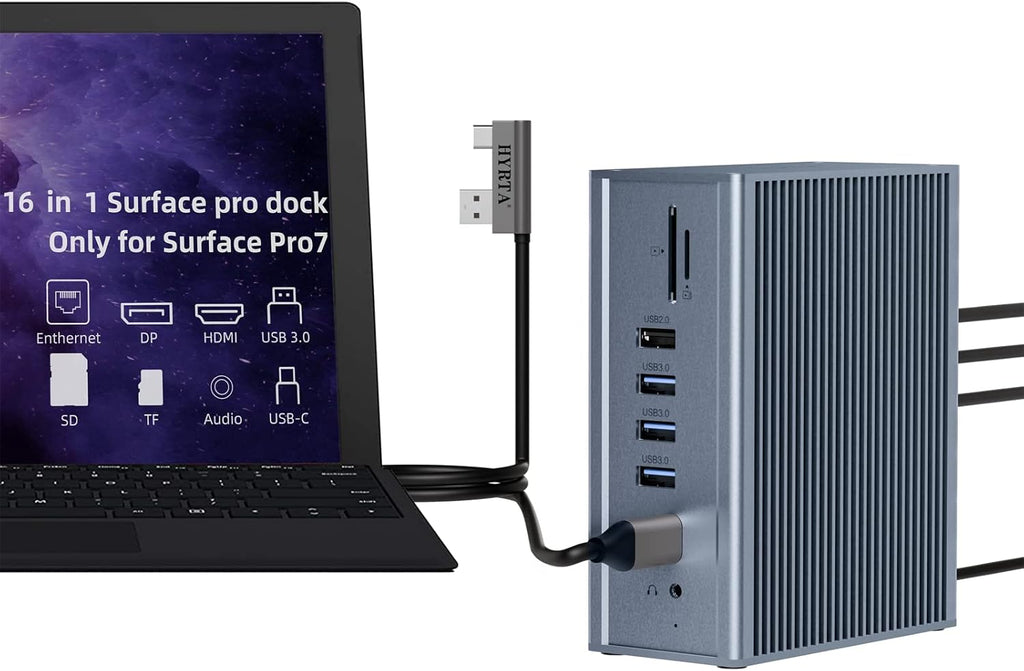 16 in 1 USB C Docking Station Quadruple Monitor with 4K 2HDMI, DP, USB-C 3.0, PD, RJ45, 6USB Ports, SD/TF, Audio Z438