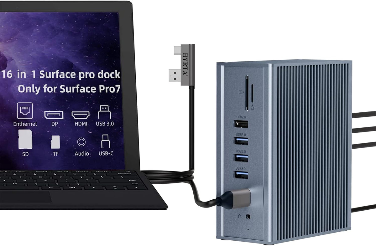 16 in 1 USB C Docking Station Quadruple Monitor with 4K 2HDMI, DP, USB-C 3.0, PD, RJ45, 6USB Ports, SD/TF, Audio Z438