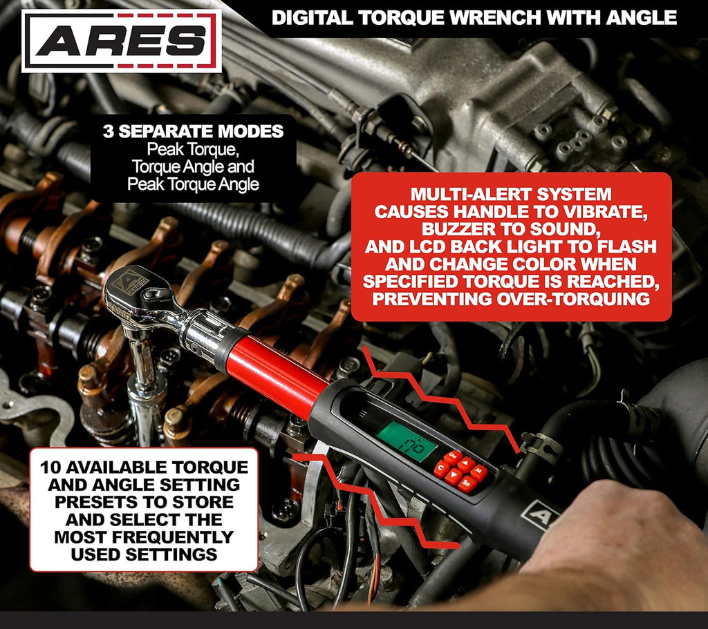 3/8-Inch Drive Flex Head Electronic Digital Torque and Torque Angle Wrench P61889