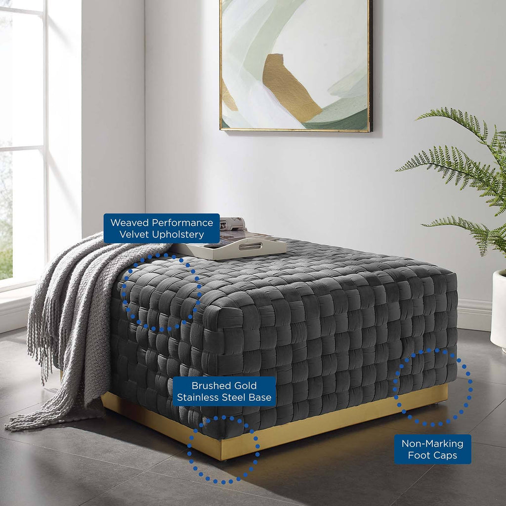 Gray Square Velvet Ottoman U184