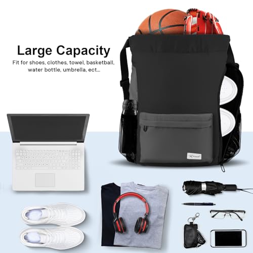 Drawstring Backpack with Mesh Pockets T2619