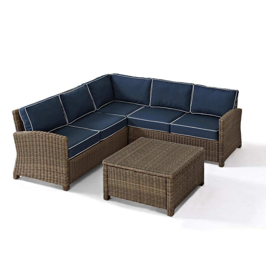 4Pc Outdoor Wicker Sectional Set with Glass Top Coffee Table P2939