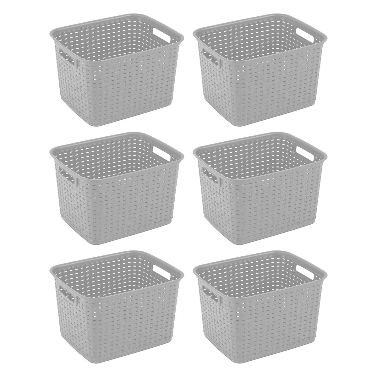 Tall Wicker Weave Plastic Laundry Hamper, 6 Pack T522
