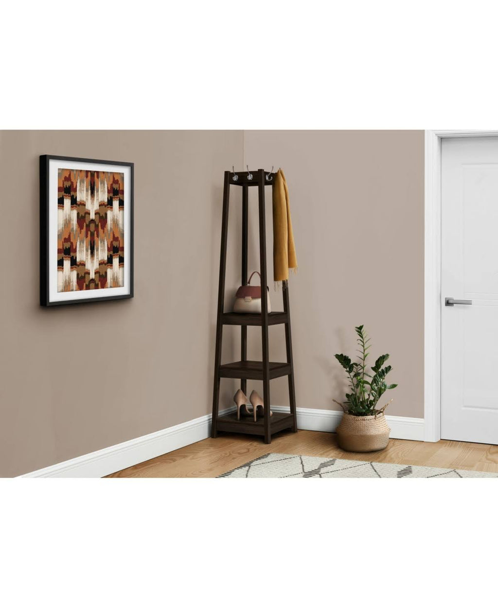 Corner Coat Rack with 3 Shelves N542