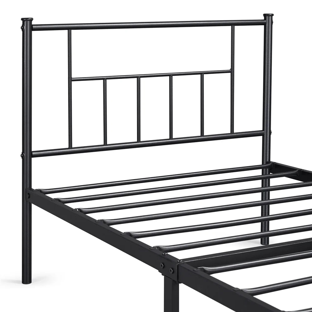 Black Metal Twin Platform Bed with Headboard and Footboard K368092