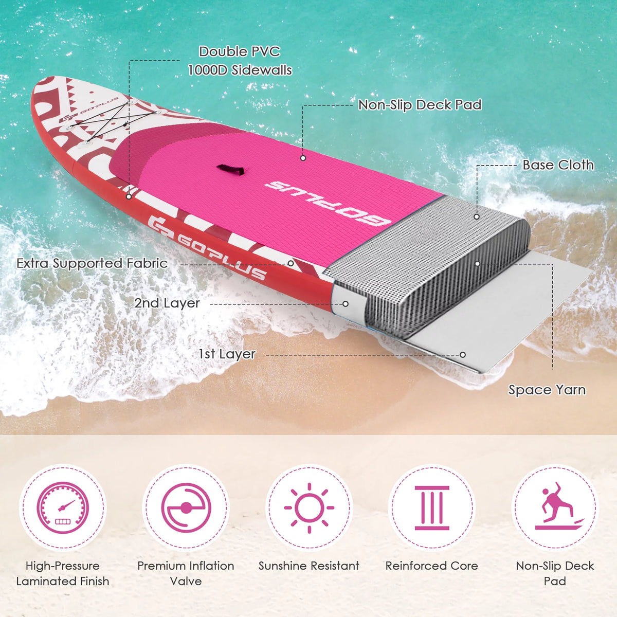 10.5' Inflatable Stand Up Paddle Board with Carry Bag T88106