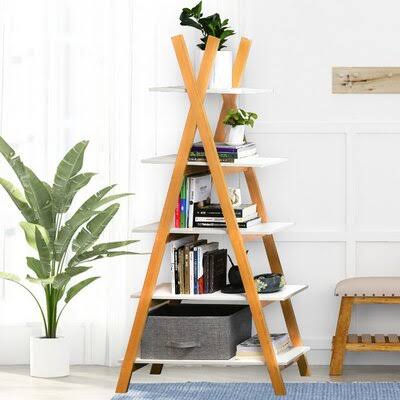 Solid Wood Ladder Bookcase C538013