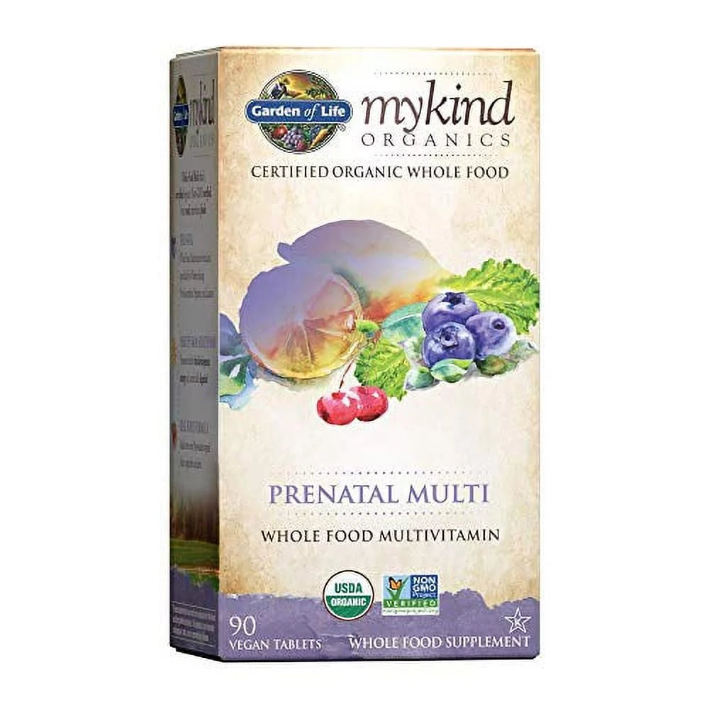 Organic Prenatal Multivitamin Supplement with Folate, Vegan, 90 Tablets L658