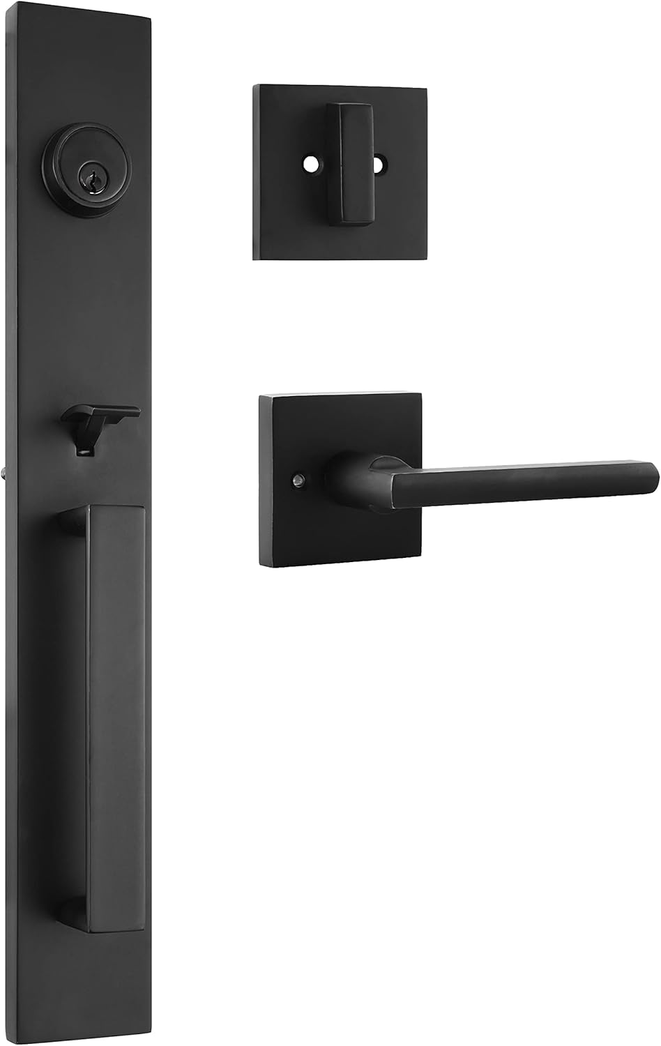 Matt Black Door Handle and Bolt Lock Set, Square Lever Heavy Duty W183147
