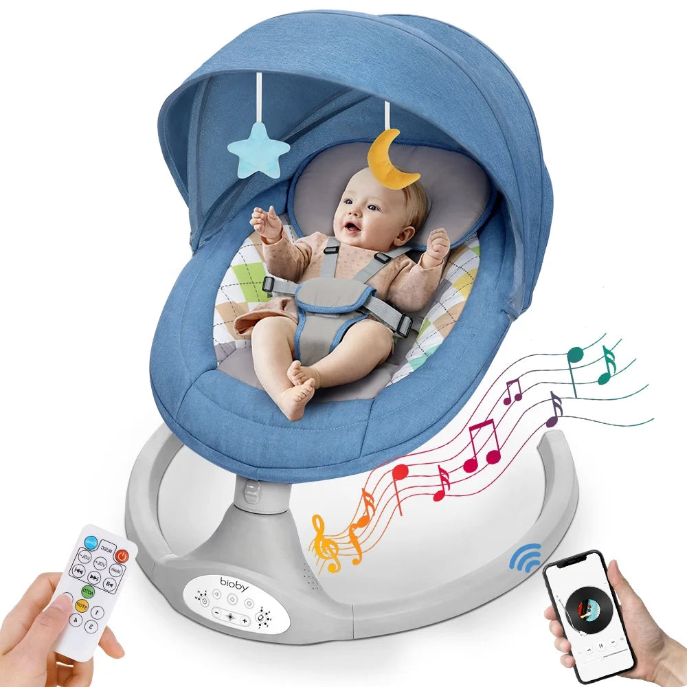 Electric Baby Swing with Remote Control, 5 Swing Speeds, Grey E519765