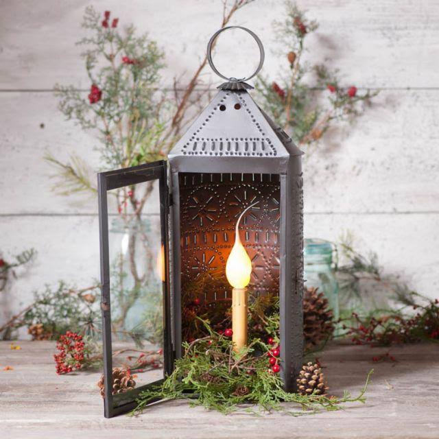 22 inch Glass Front Electric Candle Lantern L697815
