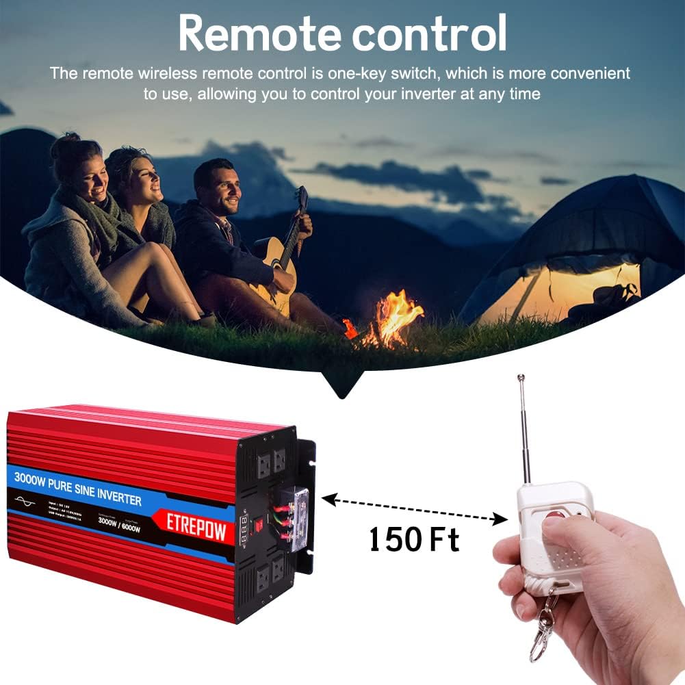 3000 Watt Pure Sine Wave Power Inverter 12V DC to 110V AC R58873
