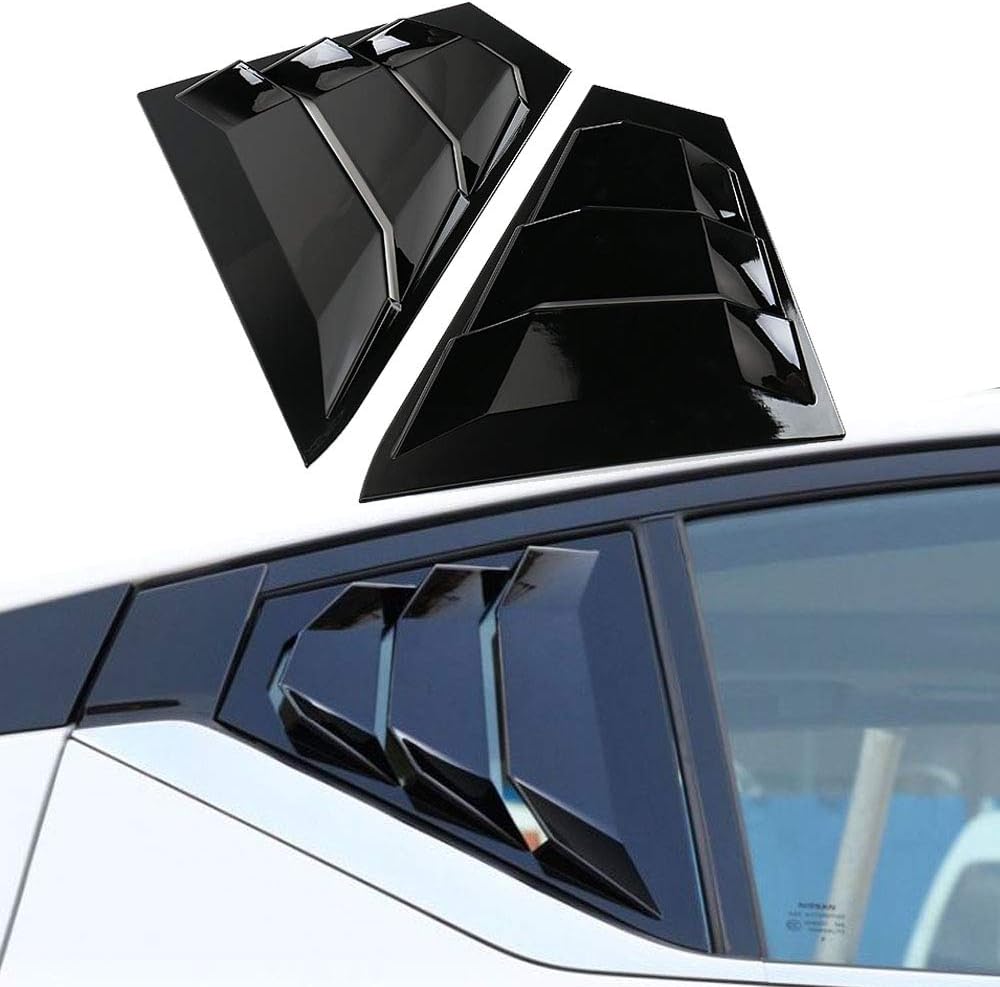 Racing Style Rear Side Window Louvers Air Vent Scoop Cover Blinds Carbon Fiber Black E656666