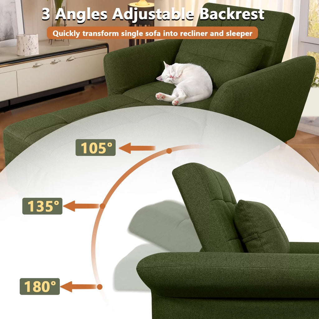 3-in-1 Convertible Sleeper Sofa Bed with Adjustable Backrest Z7957