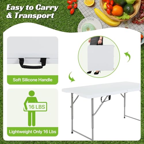 6 Ft Black Fold-in-Half Folding Table Y26980