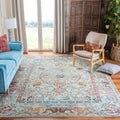 Turquoise Aqua 9' x 12' Floral Bordered Area Rug I554