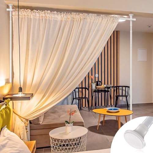 Black Metal Tension Curtain Rod Room Divider I56821