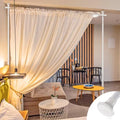 Black Metal Tension Curtain Rod Room Divider I56821