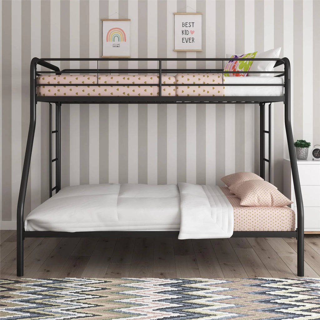 Black Twin over Full Metal Bunk Bed with Ladders R9646