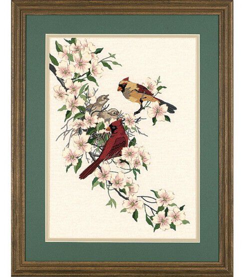 Cardinals In Dogwood Crewel Embroidery Kit O290840