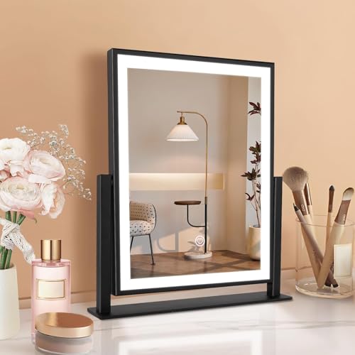 Makeup Mirror with Lights Lighted Up Vanity Mirror with Touch Control 3 Color Lighting Modes Dimmable 360°Rotation 13Inch P53012