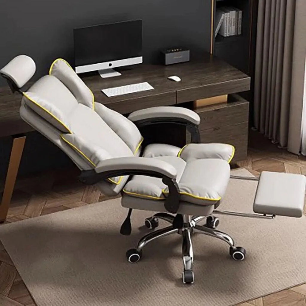 Leather Office Chair with Footrest and Wheels T4991