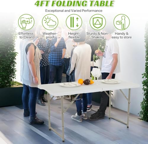 6 Ft Black Fold-in-Half Folding Table Y26980