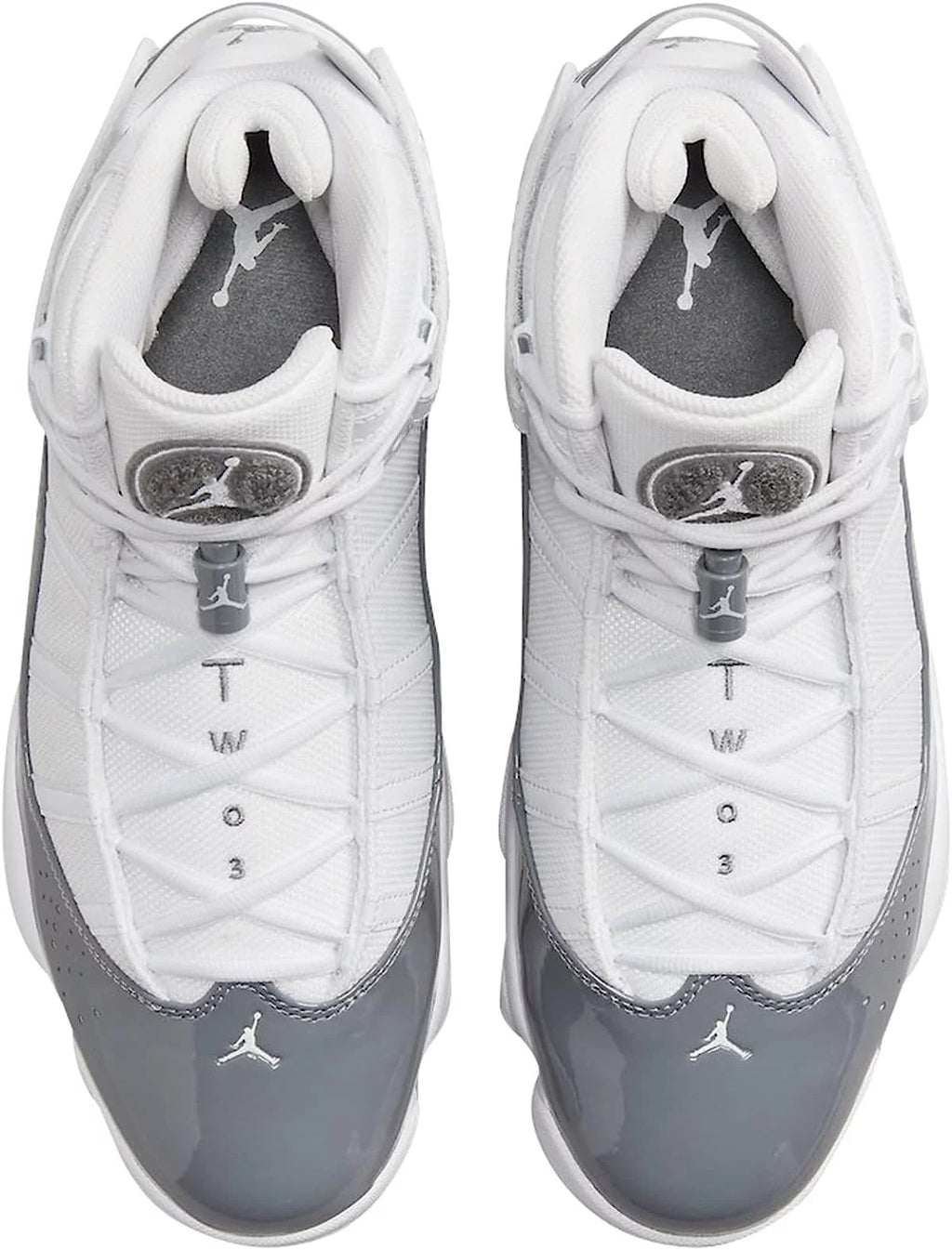 White Gray Leather Basketball Shoes I6408