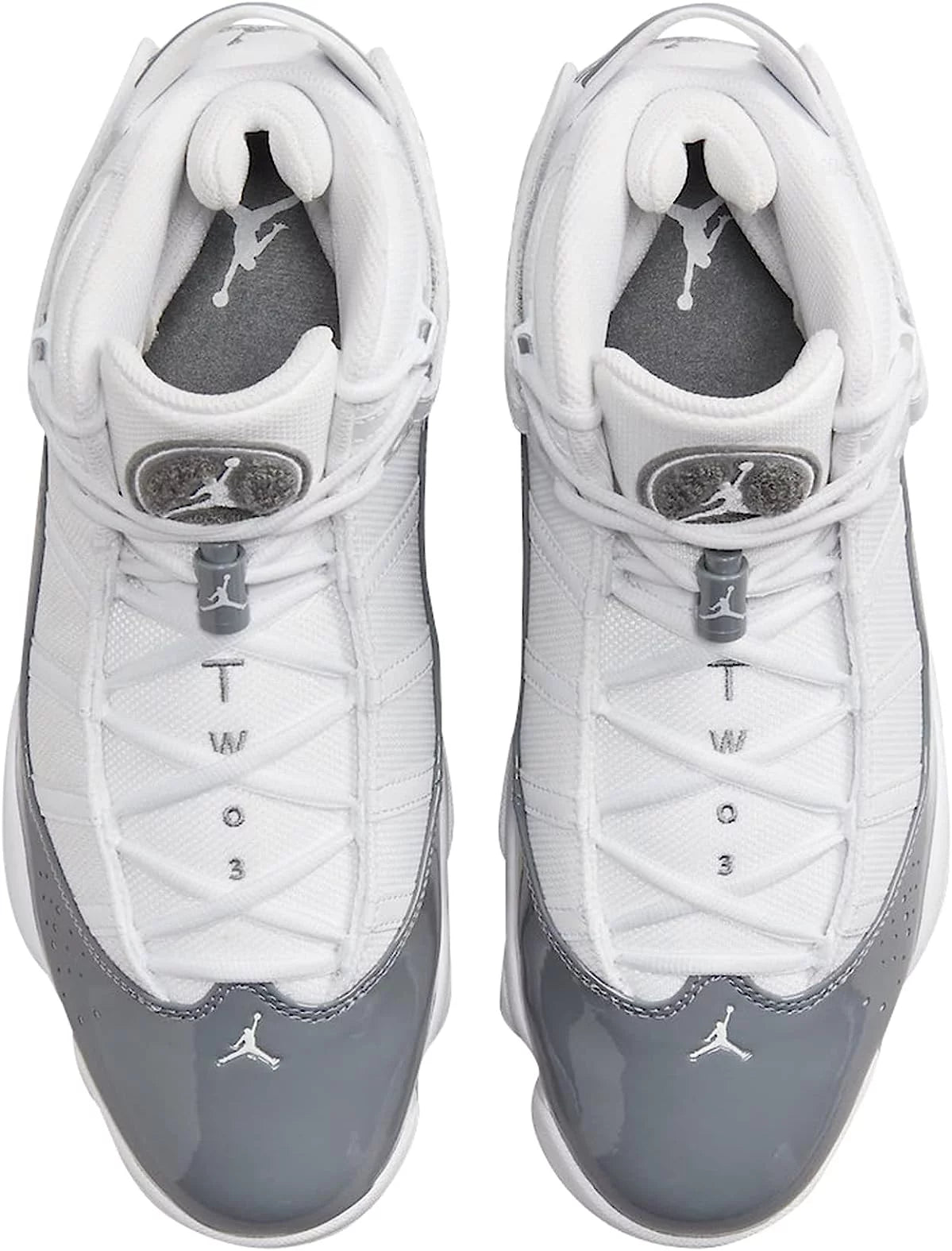White Gray Leather Basketball Shoes I6408