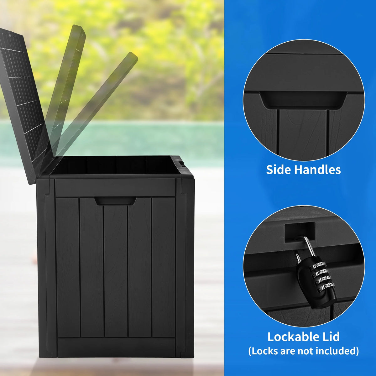 30 Gallon Black Waterproof Resin Outdoor Storage Chest B153