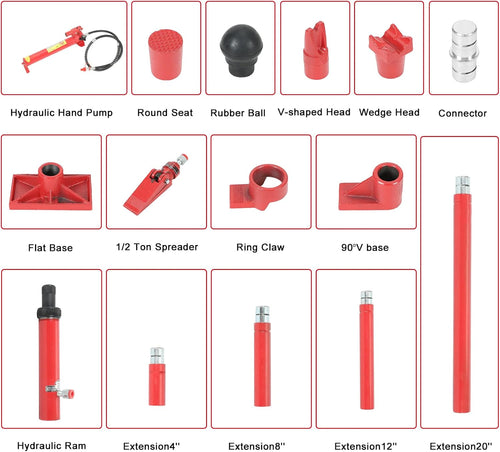 10 Ton Porta Power Kit with 78.7 inch Oil Hose Hydraulic Ram T75057