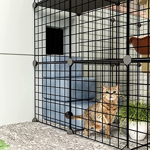 Outdoor Cat Cages Enclosure with Enter Door, 55.1Lx41.3Wx41.3H Cat House Playpen O905253