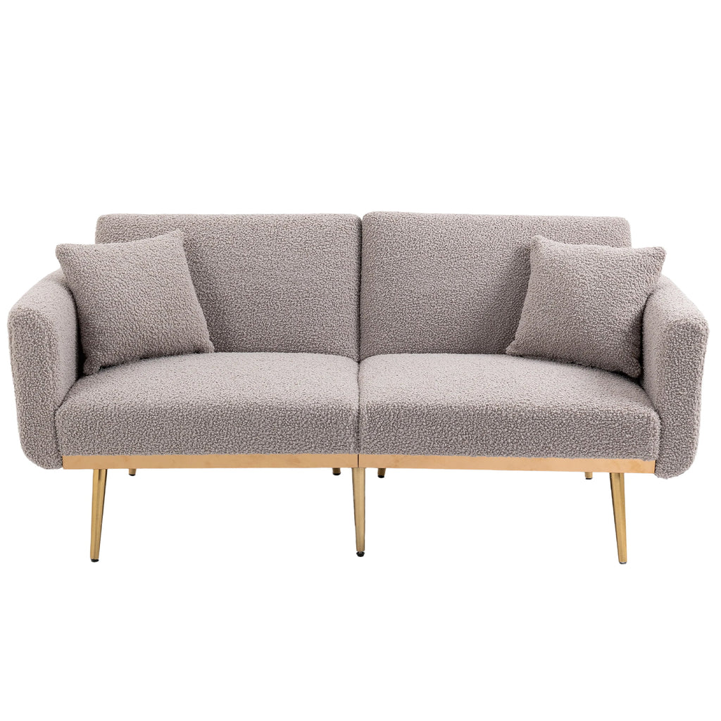 Gray Teddy Futon Sofa Bed Sleeper with Metal Legs H136