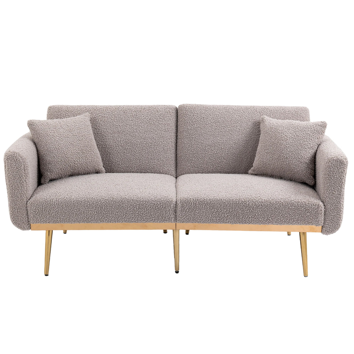 Gray Teddy Futon Sofa Bed Sleeper with Metal Legs H136
