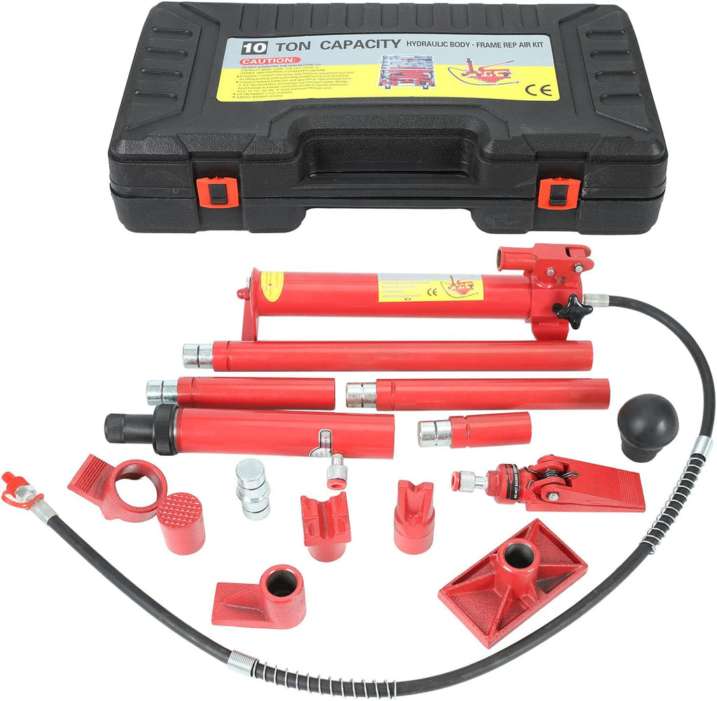 10 Ton Porta Power Kit with 78.7 inch Oil Hose Hydraulic Ram T75057