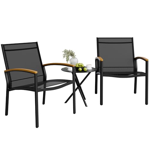 3 Pieces Textilene Fabric Patio Bistro Set with Table T123