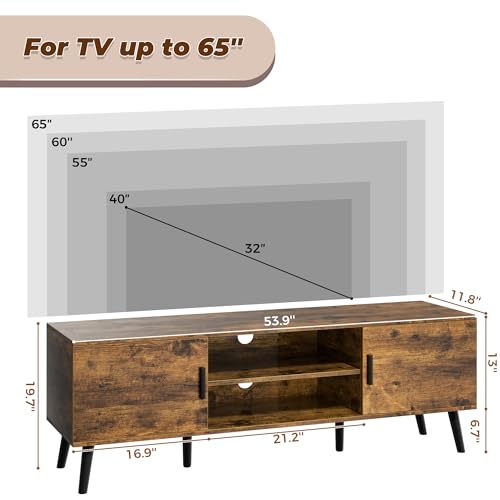 55 Inch TV Stand with Adjustable Shelf and 2 Cabinets X214