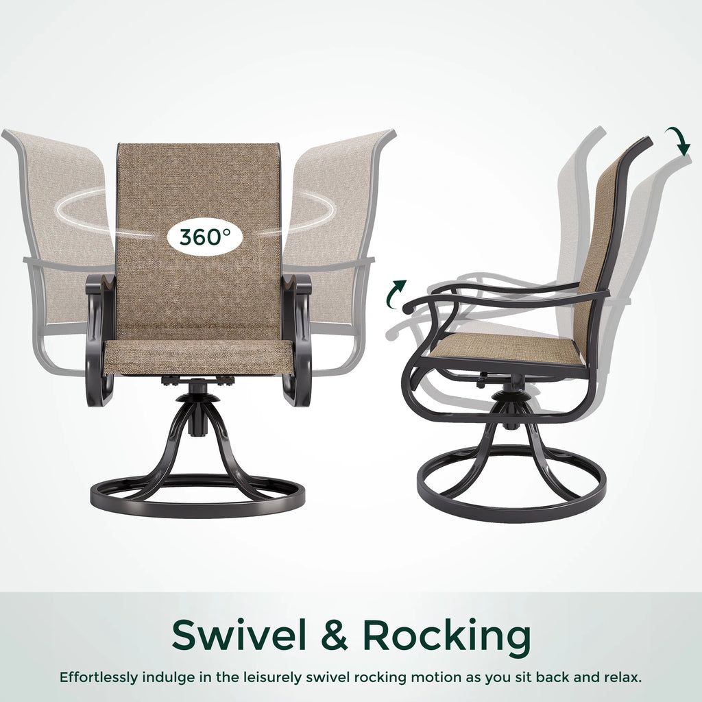Khaki Swivel Outdoor Chairs Set of 2 Textilene P554423