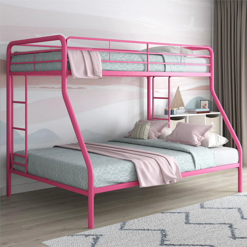 Black Twin over Full Metal Bunk Bed with Ladders R9646