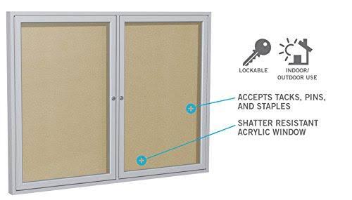 1 Door Enclosed Vinyl Bulletin Board Satin Frame 36x22H x 30x22W Caramel Q421377