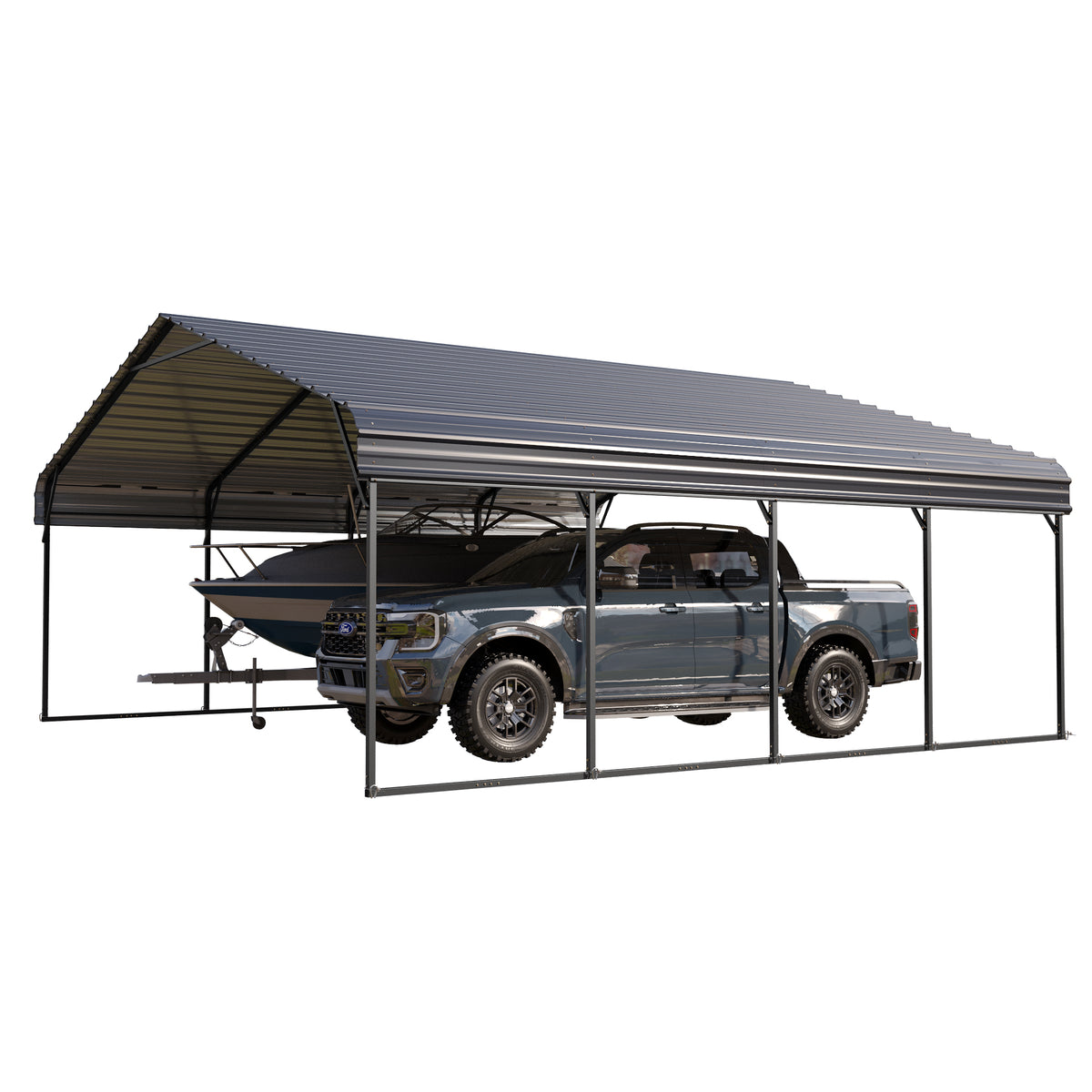 20 x 20 ft Metal Carport with Galvanized Steel Roof H583