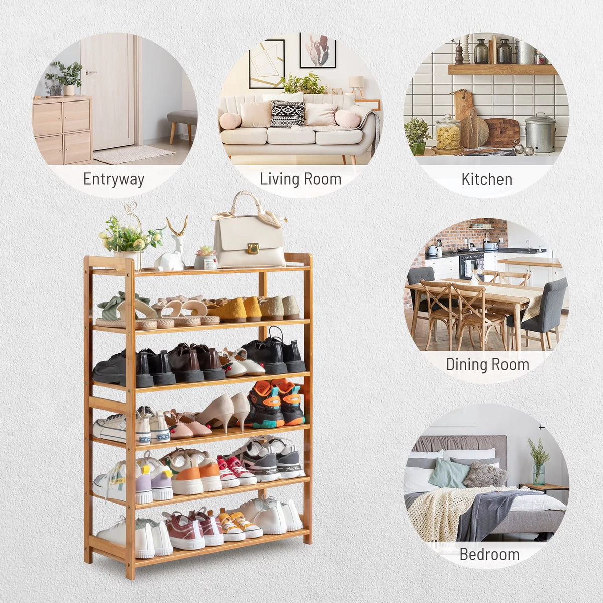 6-Tier Bamboo Wood Shoe Shelf W461903