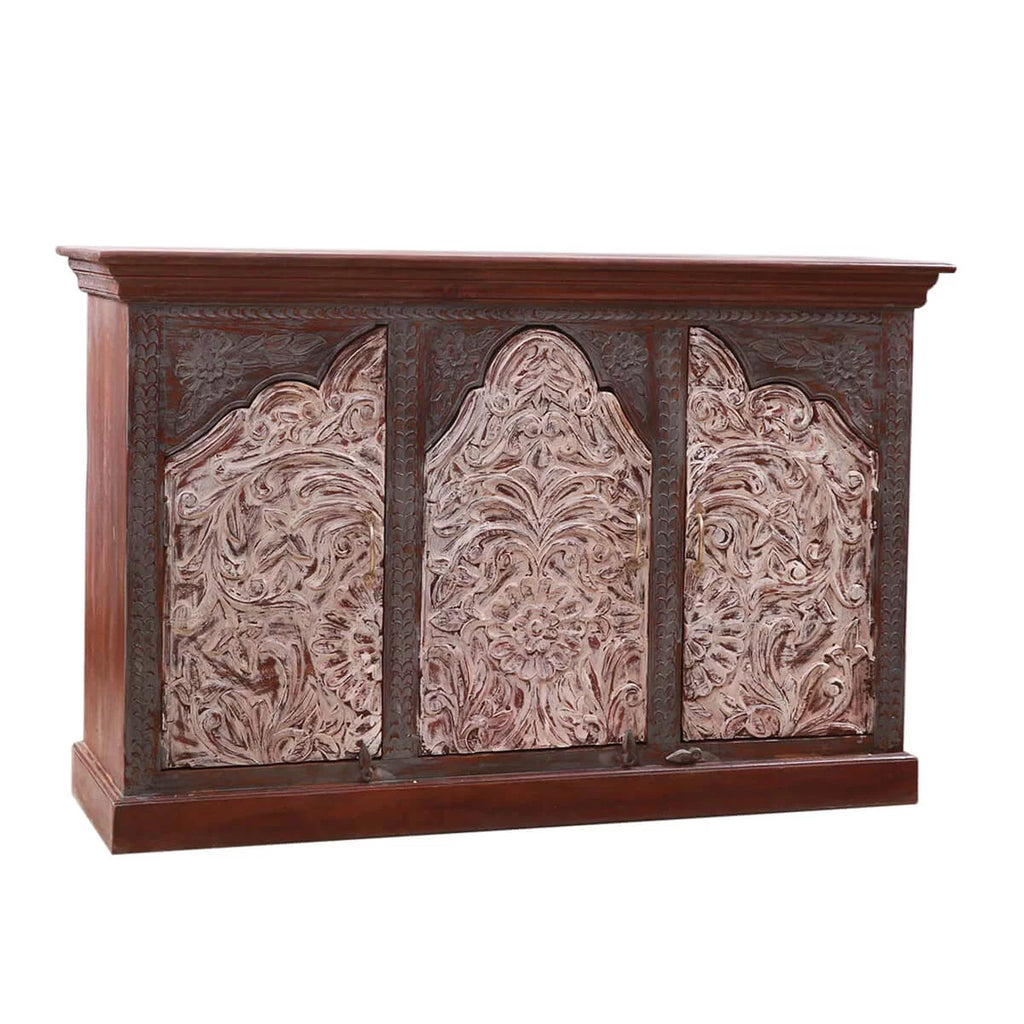 Handcrafted 2-Tone Mango Wood 3-door Sideboard Cabinet B79387