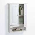 White 2-Door Bathroom Wall Cabinet with Open Storage Shelf Y8094
