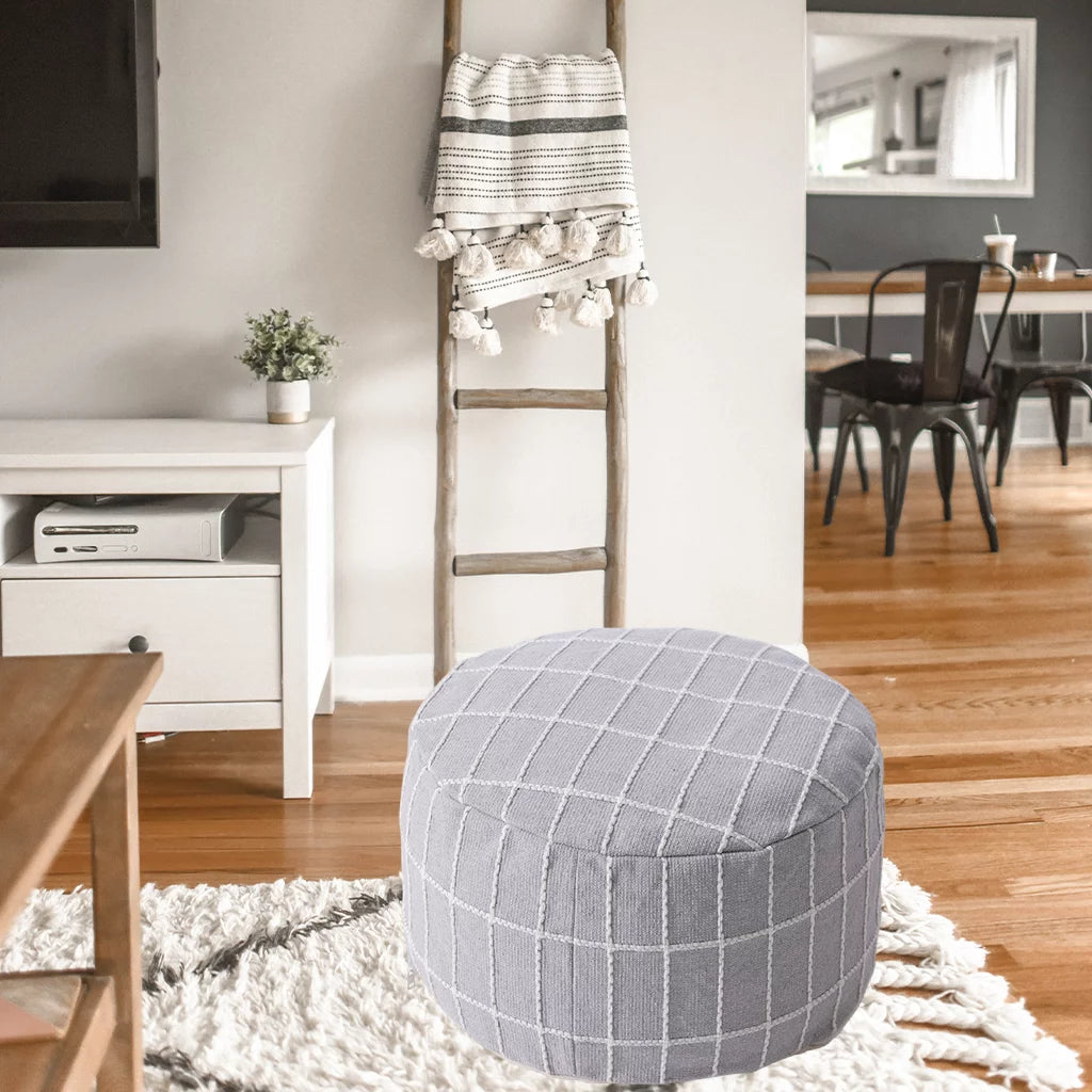 Gray Ottoman Pouffe Cover Foot Stool Cubes L815098