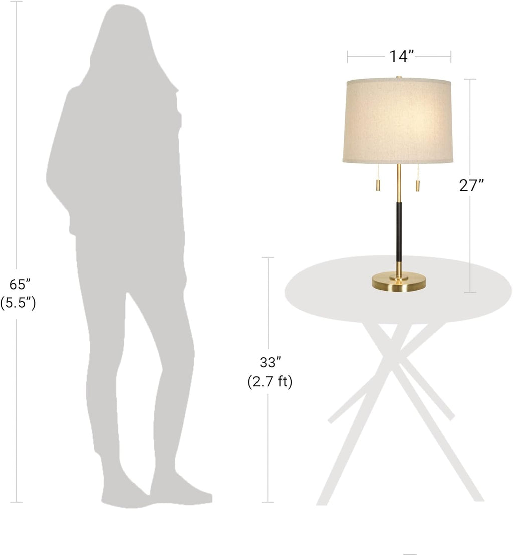 Black & Antique Brass 2-Light Table Lamp I735