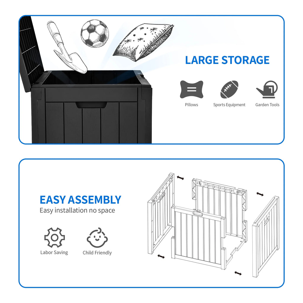 30 Gallon Black Waterproof Resin Outdoor Storage Chest B153